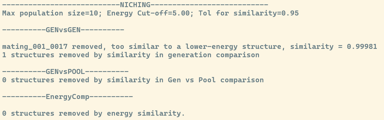 Output for EA generation of structures